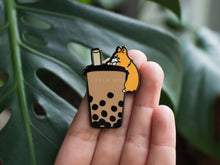 Load image into Gallery viewer, Bubble Tea Boba Corgi Enamel Pin