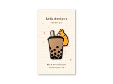 Load image into Gallery viewer, Bubble Tea Boba Corgi Enamel Pin