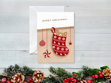 Load image into Gallery viewer, Christmas Stocking Peeking Corgi Greeting Card
