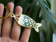 Load image into Gallery viewer, Blue Koinobori Metal Keychain