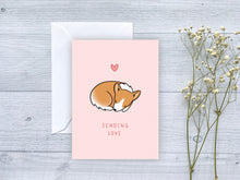 Load image into Gallery viewer, Corgi Sending Love Greeting Card