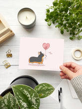 Load image into Gallery viewer, Balloon Heart Tricolor Corgi Greeting Card