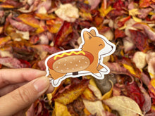 Load image into Gallery viewer, Hot Dog Costume Corgi Halloween Vinyl Sticker