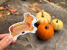 Load image into Gallery viewer, Hot Dog Costume Corgi Halloween Vinyl Sticker