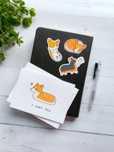 Load image into Gallery viewer, Tricolor Corgi with Bouquet Vinyl Sticker