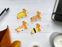 Load image into Gallery viewer, Hot Dog Costume Corgi Halloween Vinyl Sticker