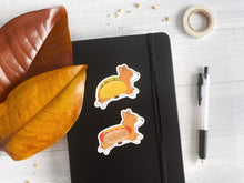 Load image into Gallery viewer, Hot Dog Costume Corgi Halloween Vinyl Sticker
