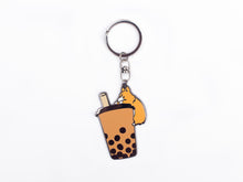 Load image into Gallery viewer, Bubble Tea Boba Corgi Metal Keychain