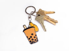 Load image into Gallery viewer, Bubble Tea Boba Corgi Metal Keychain