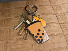 Load image into Gallery viewer, Bubble Tea Boba Corgi Metal Keychain