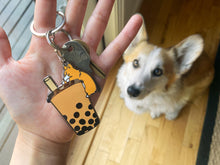 Load image into Gallery viewer, Bubble Tea Boba Corgi Metal Keychain