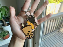 Load image into Gallery viewer, Bubble Tea Boba Corgi Metal Keychain