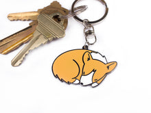 Load image into Gallery viewer, Sleeping Corgi Metal Keychain