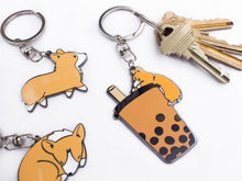 Load image into Gallery viewer, Sleeping Corgi Metal Keychain