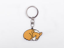 Load image into Gallery viewer, Sleeping Corgi Metal Keychain