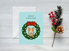 Load image into Gallery viewer, Corgi Christmas Wreath Greeting Card