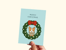 Load image into Gallery viewer, Corgi Christmas Wreath Greeting Card
