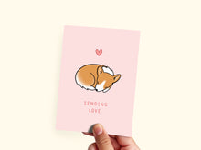 Load image into Gallery viewer, Corgi Sending Love Greeting Card