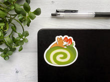 Load image into Gallery viewer, Matcha Roll Cake Corgi Vinyl Sticker