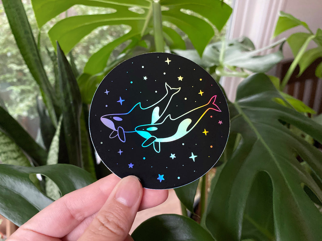 Holographic Orca Whale Sticker