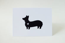 Load image into Gallery viewer, Black and White Corgi Heart Greeting Card
