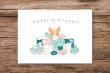 Load image into Gallery viewer, Corgi Birthday Present Pile Greeting Card