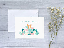 Load image into Gallery viewer, Corgi Birthday Present Pile Greeting Card