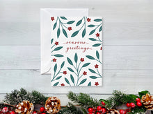 Load image into Gallery viewer, Holiday Leaves & Berries Greeting Card Mixed Set