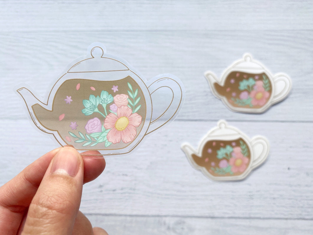 Floral Teapot Vinyl Sticker