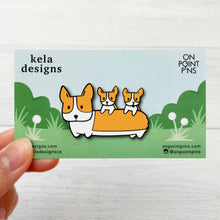 Load image into Gallery viewer, Corgi With Puppies Enamel Pin