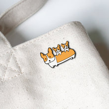 Load image into Gallery viewer, Corgi With Puppies Enamel Pin