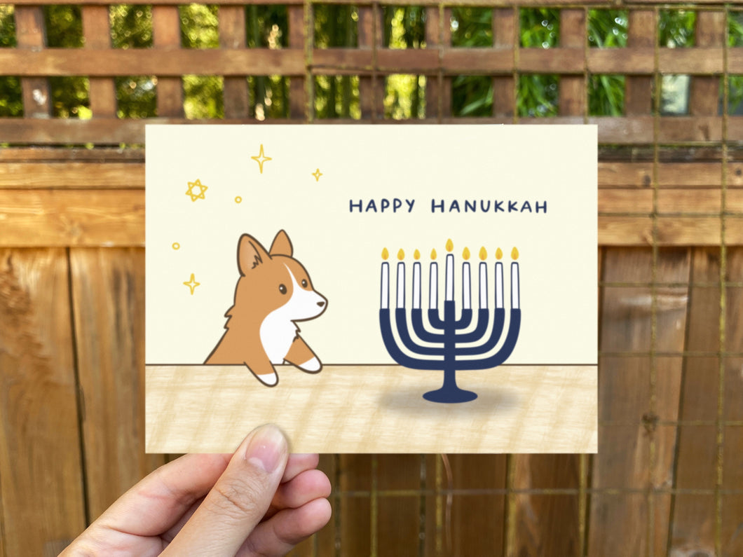 Happy Hanukkah Corgi Greeting Card