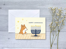Load image into Gallery viewer, Happy Hanukkah Corgi Greeting Card
