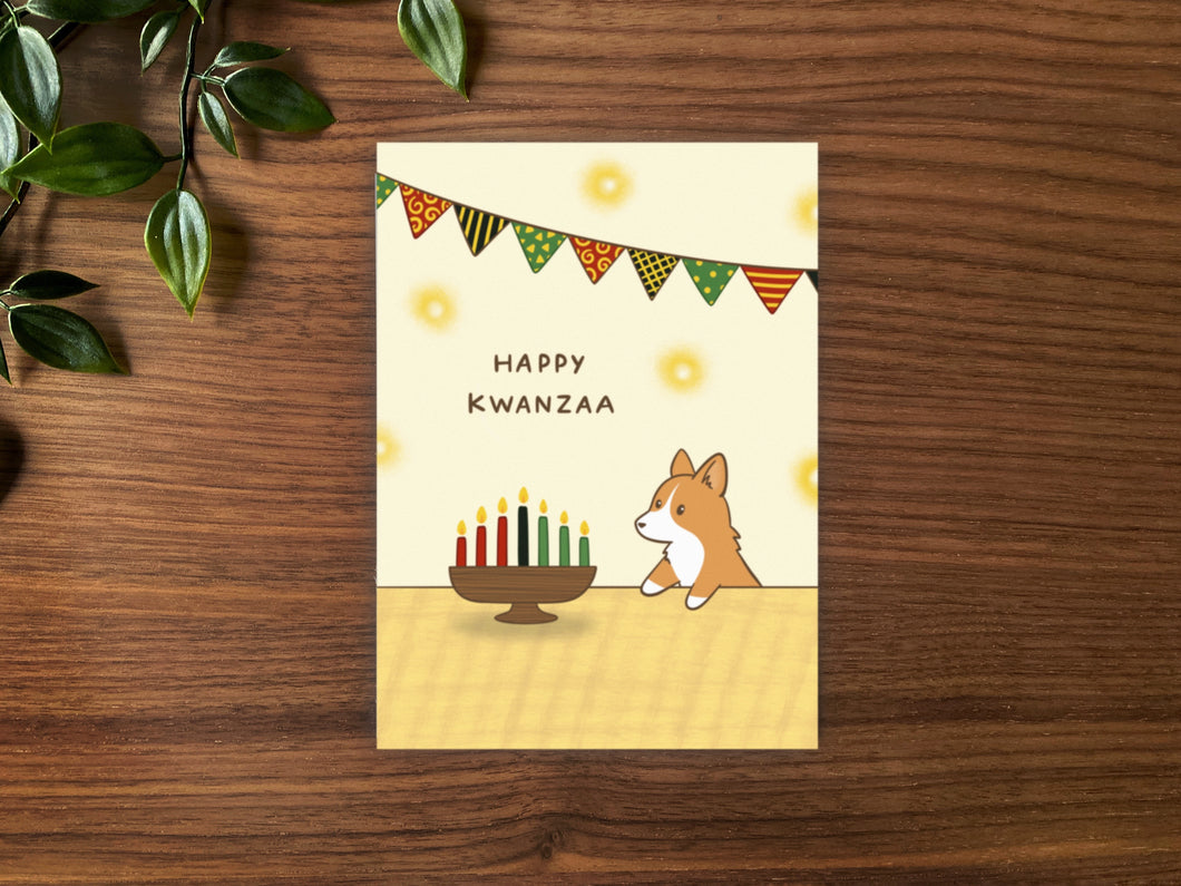 Happy Kwanzaa Corgi Greeting Card