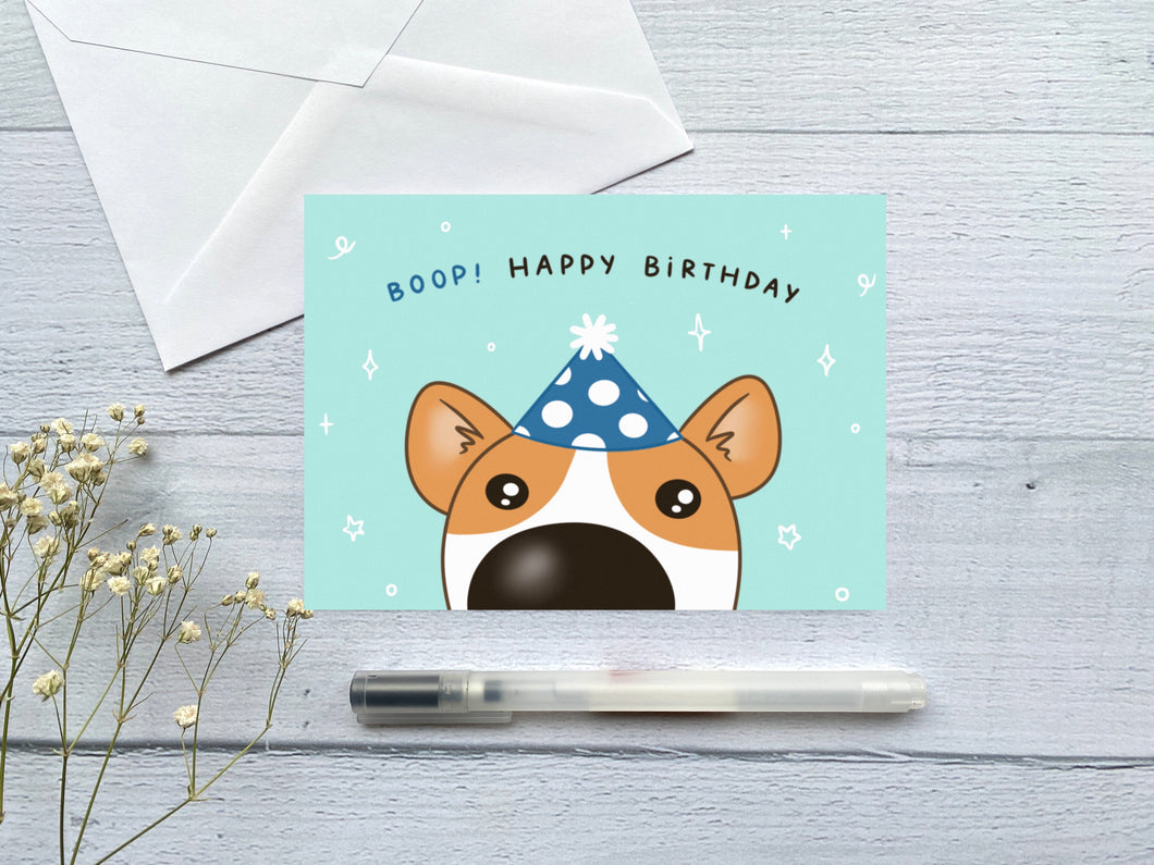 Birthday Boop Corgi Greeting Card
