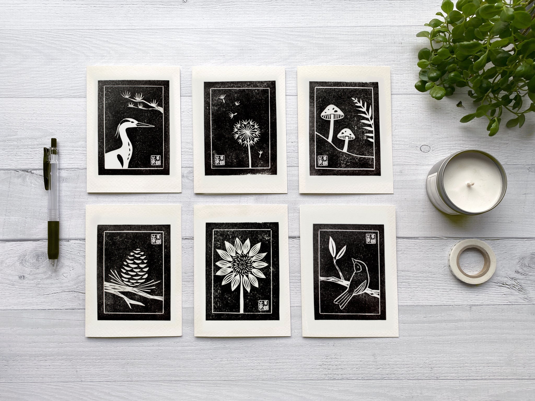 Sunrise Stroll Block Printed Greeting Card Set – kela designs