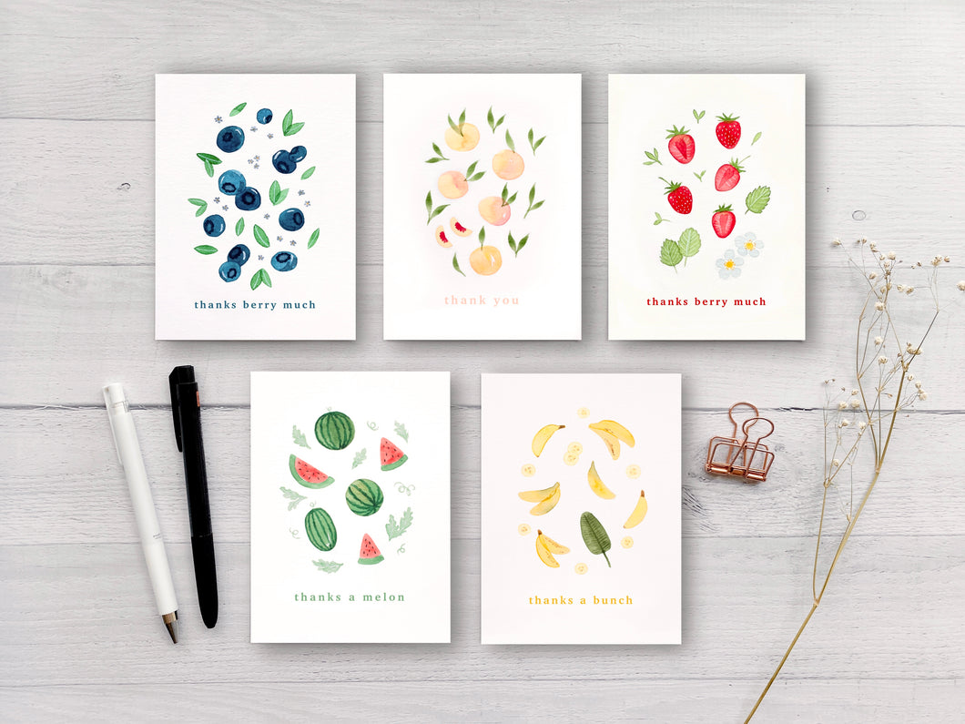 Thank You Fruits Greeting Cards Mystery Bundle - 10 cards