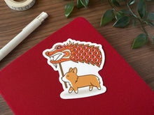 Load image into Gallery viewer, Lunar New Year Dragon Corgi Vinyl Sticker
