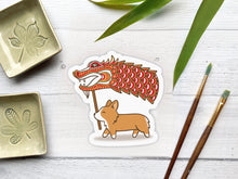 Load image into Gallery viewer, Lunar New Year Dragon Corgi Vinyl Sticker
