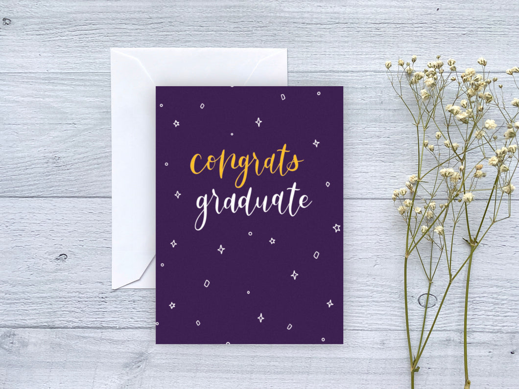 Congrats Graduate Purple Greeting Card