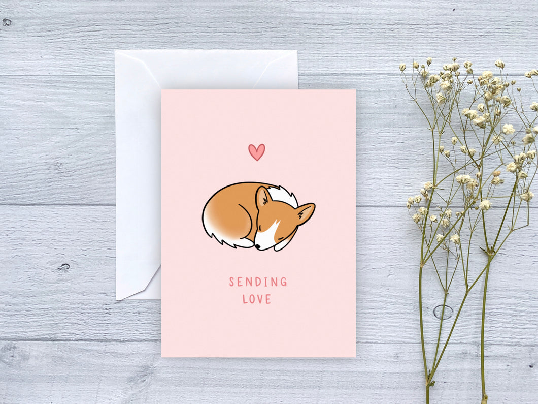 Corgi Sending Love Greeting Card
