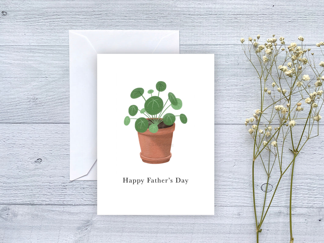 Father's Day Pilea Potted Plant Greeting Card