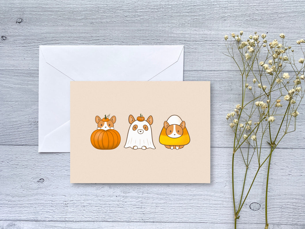 Halloween Corgi Trio Greeting Card