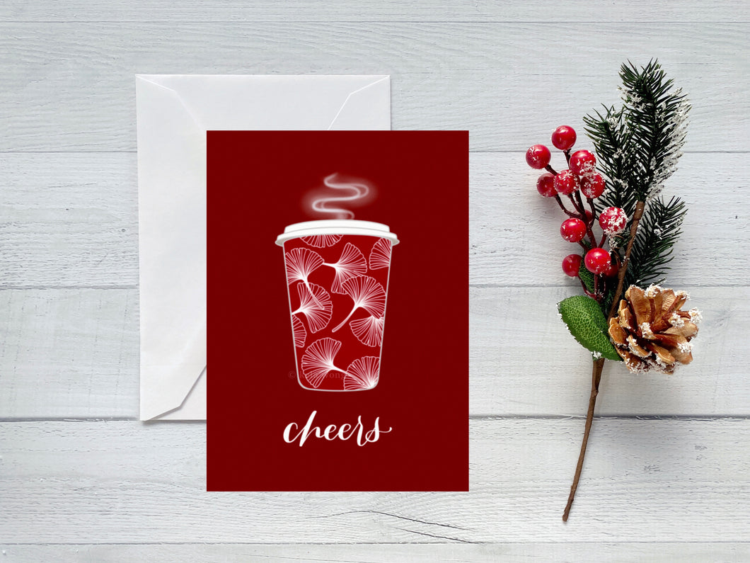 Cheers Red Holiday Cup Greeting Card