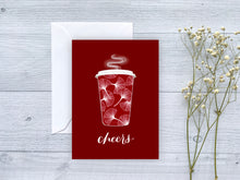 Load image into Gallery viewer, Cheers Red Holiday Cup Greeting Card
