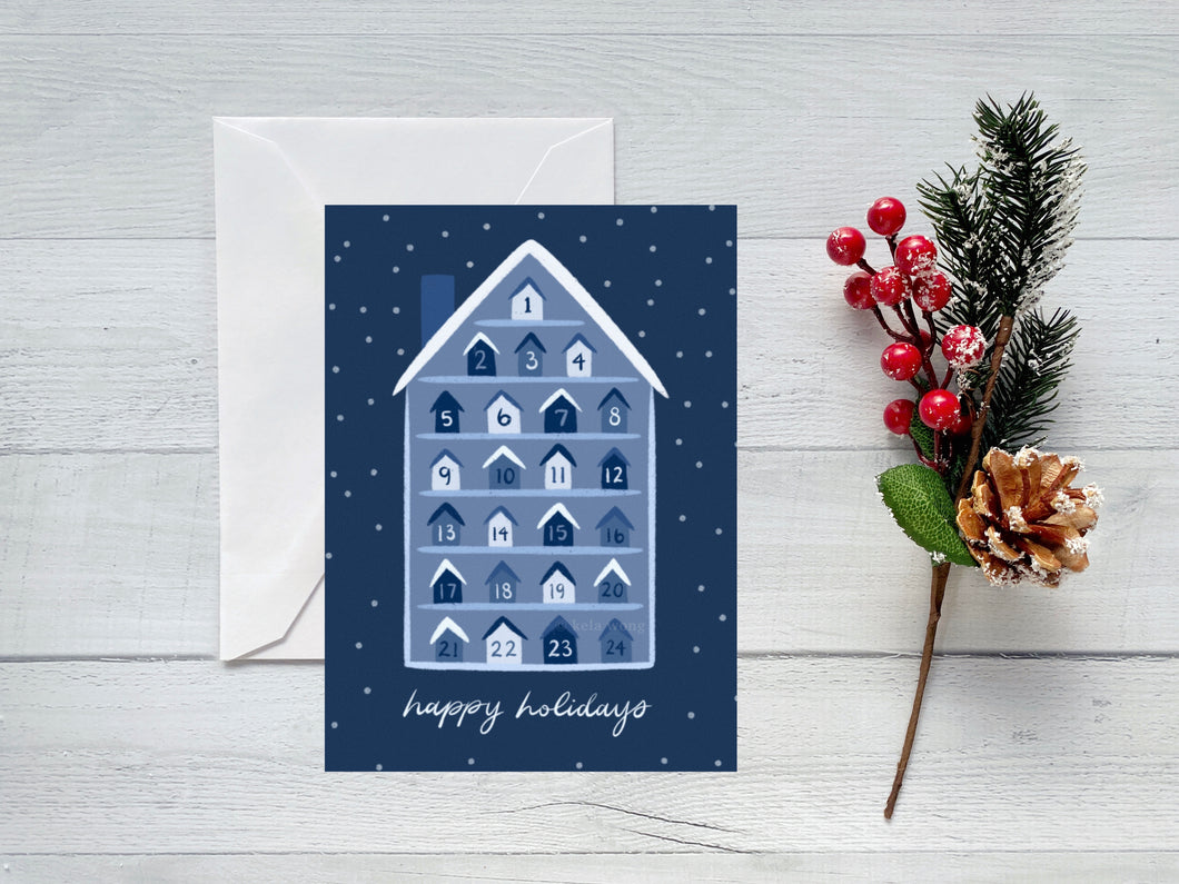Snowy Advent Calendar Holidays Greeting Card