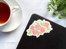 Load image into Gallery viewer, Pink Watercolor Roses Clear Vinyl Sticker

