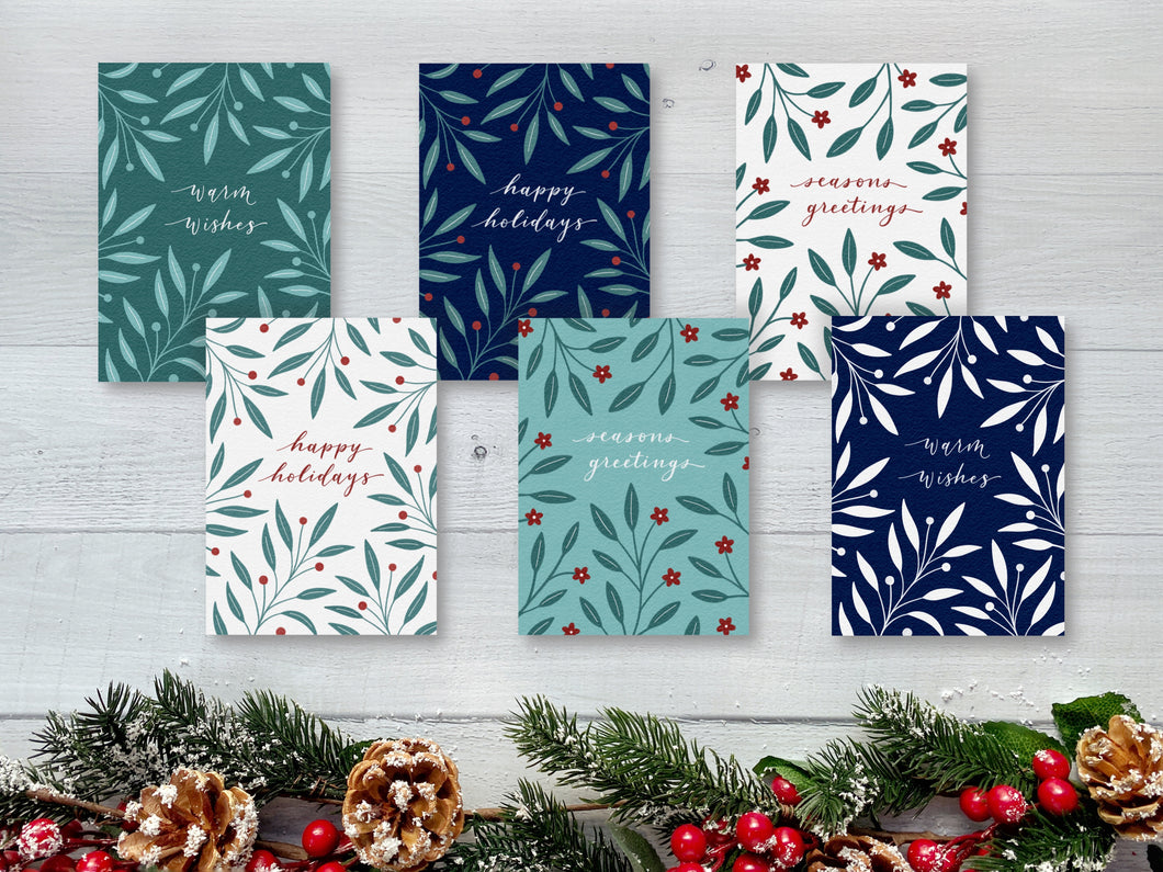 Holiday Leaves & Berries Greeting Card Mixed Set