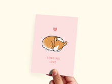 Load image into Gallery viewer, Corgi Sending Love Greeting Card
