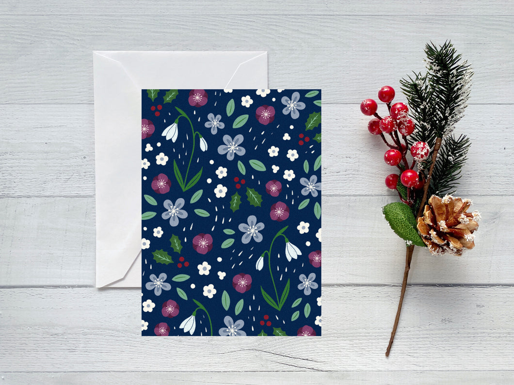 Winter Florals Holiday Greeting Card
